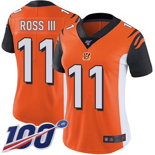 Nike Bengals #11 John Ross III Orange Alternate Women's Stitched NFL 100th Season Vapor Limited Jersey Nike Bengals #11 John Ross III Orange Alternate Women's Stitched NFL 100th Season Vapor Limited Jersey