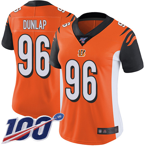 Nike Bengals #96 Carlos Dunlap Orange Alternate Women's Stitched NFL 100th Season Vapor Limited Jersey Nike Bengals #96 Carlos Dunlap Orange Alternate Women's Stitched NFL 100th Season Vapor Limited Jersey