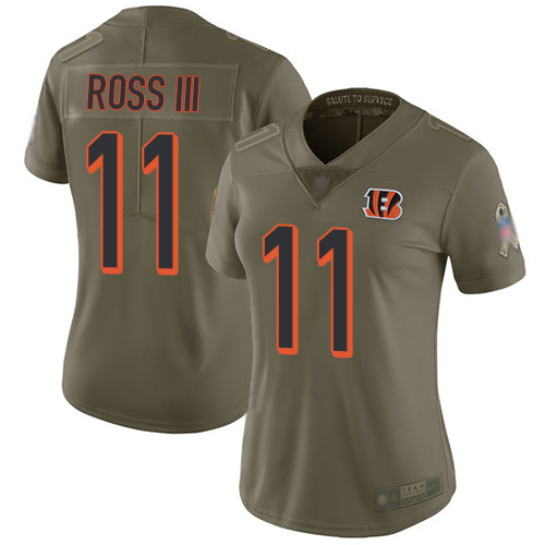 Nike Bengals #11 John Ross III Olive Women's Stitched NFL Limited 2017 Salute to Service Jersey Nike Bengals #11 John Ross III Olive Women's Stitched NFL Limited 2017 Salute to Service Jersey