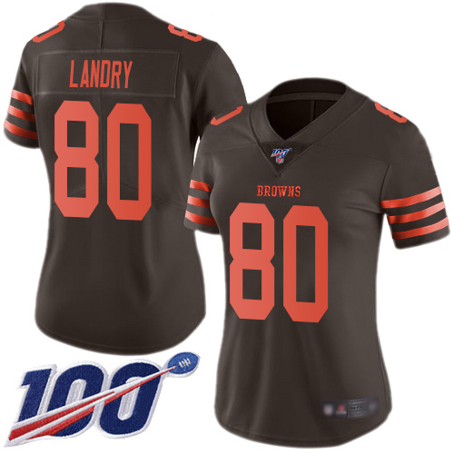 Nike Browns #80 Jarvis Landry Brown Women's Stitched NFL Limited Rush 100th Season Jersey Nike Browns #80 Jarvis Landry Brown Women's Stitched NFL Limited Rush 100th Season Jersey