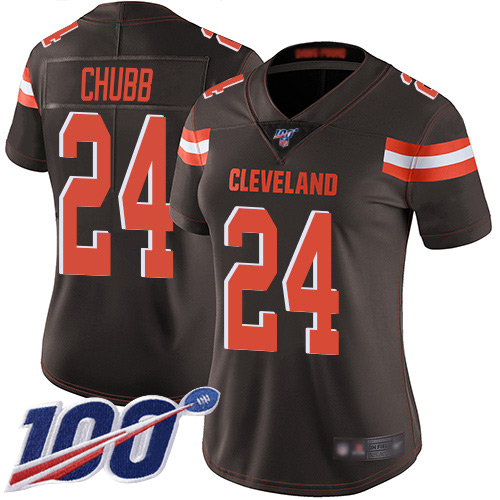 Nike Browns #24 Nick Chubb Brown Team Color Women's Stitched NFL 100th Season Vapor Limited Jersey Nike Browns #24 Nick Chubb Brown Team Color Women's Stitched NFL 100th Season Vapor Limited Jersey