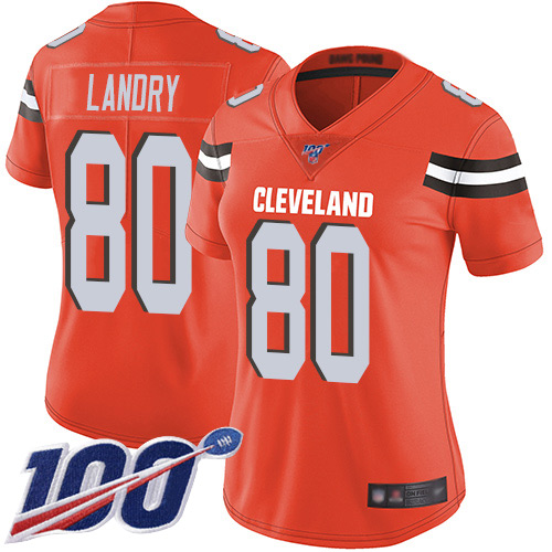 Nike Browns #80 Jarvis Landry Orange Alternate Women's Stitched NFL 100th Season Vapor Limited Jersey Nike Browns #80 Jarvis Landry Orange Alternate Women's Stitched NFL 100th Season Vapor Limited Jersey