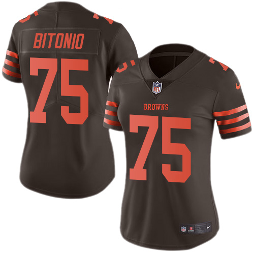 Nike Browns #75 Joel Bitonio Brown Women's Stitched NFL Limited Rush Jersey Nike Browns #75 Joel Bitonio Brown Women's Stitched NFL Limited Rush Jersey