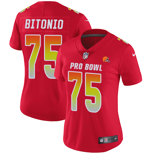 Nike Browns #75 Joel Bitonio Red Women's Stitched NFL Limited AFC 2019 Pro Bowl Jersey Nike Browns #75 Joel Bitonio Red Women's Stitched NFL Limited AFC 2019 Pro Bowl Jersey