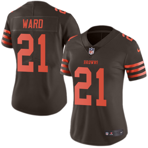 Nike Browns #21 Denzel Ward Brown Women's Stitched NFL Limited Rush Jersey Nike Browns #21 Denzel Ward Brown Women's Stitched NFL Limited Rush Jersey