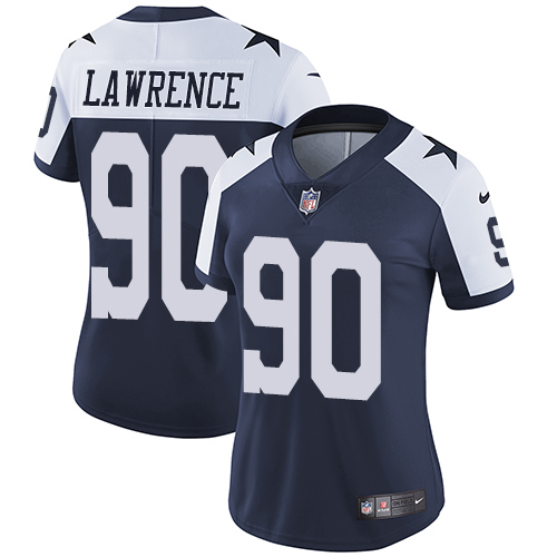 Nike Cowboys #90 Demarcus Lawrence Navy Blue Thanksgiving Women's Stitched NFL Vapor Untouchable Limited Throwback Jersey Nike Cowboys #90 Demarcus Lawrence Navy Blue Thanksgiving Women's Stitched NFL Vapor Untouchable Limited Throwback Jersey