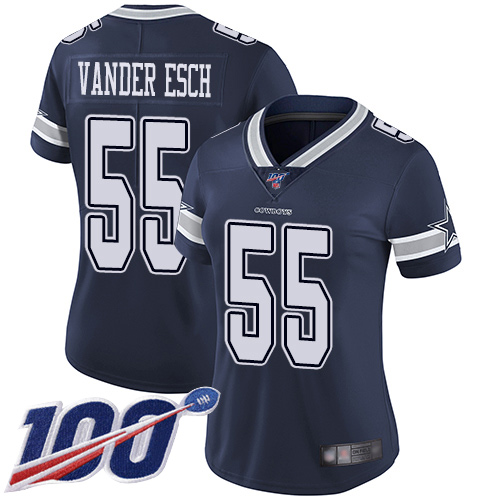 Nike Cowboys #55 Leighton Vander Esch Navy Blue Team Color Women's Stitched NFL 100th Season Vapor Limited Jersey Nike Cowboys #55 Leighton Vander Esch Navy Blue Team Color Women's Stitched NFL 100th Season Vapor Limited Jersey