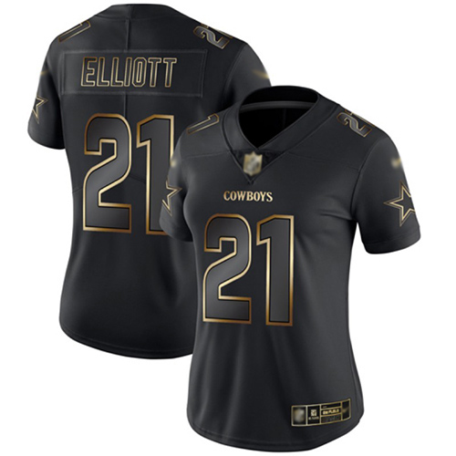 Nike Cowboys #21 Ezekiel Elliott Black/Gold Women's Stitched NFL Vapor Untouchable Limited Jersey Nike Cowboys #21 Ezekiel Elliott Black/Gold Women's Stitched NFL Vapor Untouchable Limited Jersey
