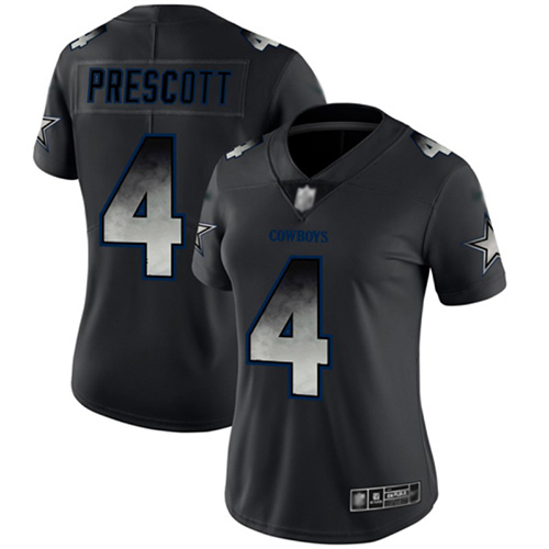 Nike Cowboys #4 Dak Prescott Black Women's Stitched NFL Vapor Untouchable Limited Smoke Fashion Jersey Nike Cowboys #4 Dak Prescott Black Women's Stitched NFL Vapor Untouchable Limited Smoke Fashion Jersey