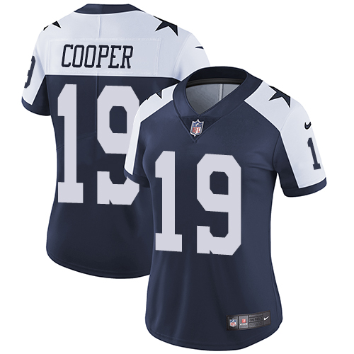 Nike Cowboys #19 Amari Cooper Navy Blue Thanksgiving Women's Stitched NFL Vapor Untouchable Limited Throwback Jersey Nike Cowboys #19 Amari Cooper Navy Blue Thanksgiving Women's Stitched NFL Vapor Untouchable Limited Throwback Jersey