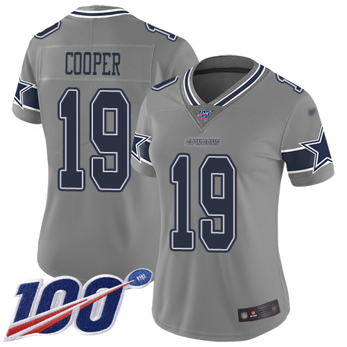 Nike Cowboys #19 Amari Cooper Gray Women's Stitched NFL Limited Inverted Legend 100th Season Jersey Nike Cowboys #19 Amari Cooper Gray Women's Stitched NFL Limited Inverted Legend 100th Season Jersey