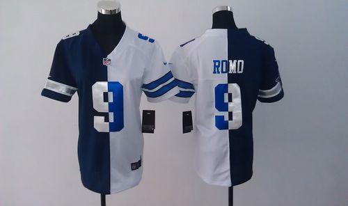 Nike Cowboys #9 Tony Romo Navy Blue/White Women's Stitched NFL Elite Split Jersey Nike Cowboys #9 Tony Romo Navy Blue/White Women's Stitched NFL Elite Split Jersey