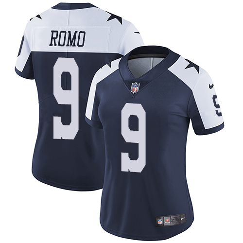 Nike Cowboys #9 Tony Romo Navy Blue Thanksgiving Women's Stitched NFL Vapor Untouchable Limited Throwback Jersey Nike Cowboys #9 Tony Romo Navy Blue Thanksgiving Women's Stitched NFL Vapor Untouchable Limited Throwback Jersey