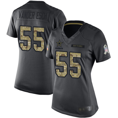 Nike Cowboys #55 Leighton Vander Esch Black Women's Stitched NFL Limited 2016 Salute to Service Jersey Nike Cowboys #55 Leighton Vander Esch Black Women's Stitched NFL Limited 2016 Salute to Service Jersey