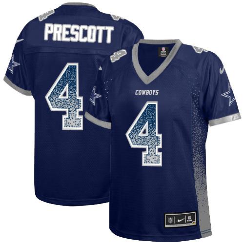 Nike Cowboys #4 Dak Prescott Navy Blue Team Color Women's Stitched NFL Elite Drift Fashion Jersey Nike Cowboys #4 Dak Prescott Navy Blue Team Color Women's Stitched NFL Elite Drift Fashion Jersey