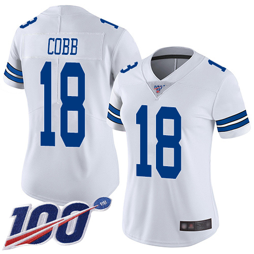 Nike Cowboys #18 Randall Cobb White Women's Stitched NFL 100th Season Vapor Limited Jersey Nike Cowboys #18 Randall Cobb White Women's Stitched NFL 100th Season Vapor Limited Jersey