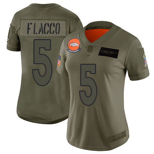Nike Broncos #5 Joe Flacco Camo Women's Stitched NFL Limited 2019 Salute to Service Jersey Nike Broncos #5 Joe Flacco Camo Women's Stitched NFL Limited 2019 Salute to Service Jersey