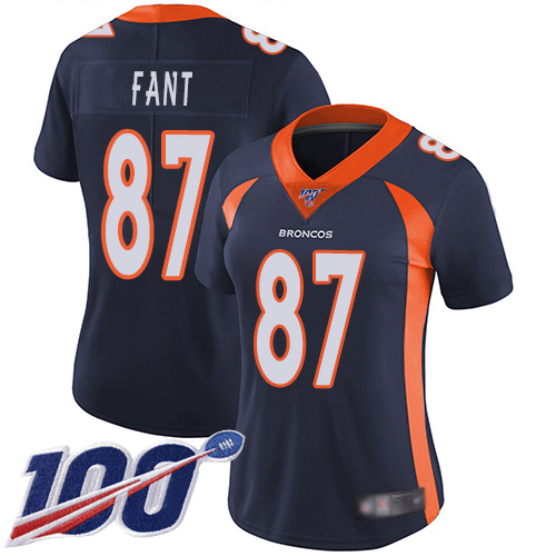 Nike Broncos #87 Noah Fant Navy Blue Alternate Women's Stitched NFL 100th Season Vapor Limited Jersey Nike Broncos #87 Noah Fant Navy Blue Alternate Women's Stitched NFL 100th Season Vapor Limited Jersey