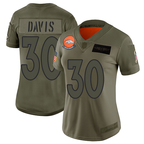 Nike Broncos #30 Terrell Davis Camo Women's Stitched NFL Limited 2019 Salute to Service Jersey Nike Broncos #30 Terrell Davis Camo Women's Stitched NFL Limited 2019 Salute to Service Jersey