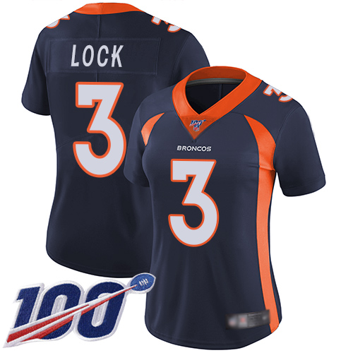Nike Broncos #3 Drew Lock Navy Blue Alternate Women's Stitched NFL 100th Season Vapor Limited Jersey Nike Broncos #3 Drew Lock Navy Blue Alternate Women's Stitched NFL 100th Season Vapor Limited Jersey