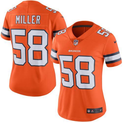 Nike Broncos #58 Von Miller Orange Women's Stitched NFL Limited Rush Jersey Nike Broncos #58 Von Miller Orange Women's Stitched NFL Limited Rush Jersey