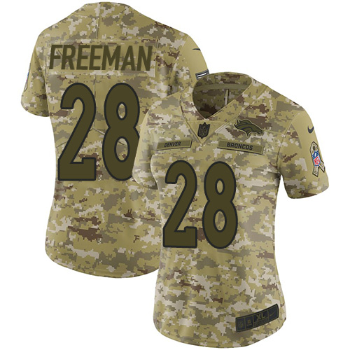 Nike Broncos #28 Royce Freeman Camo Women's Stitched NFL Limited 2018 Salute to Service Jersey Nike Broncos #28 Royce Freeman Camo Women's Stitched NFL Limited 2018 Salute to Service Jersey