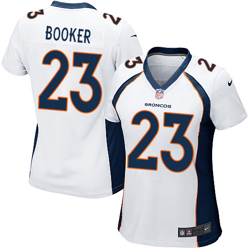 Nike Broncos #23 Devontae Booker White Women's Stitched NFL New Elite Jersey Nike Broncos #23 Devontae Booker White Women's Stitched NFL New Elite Jersey