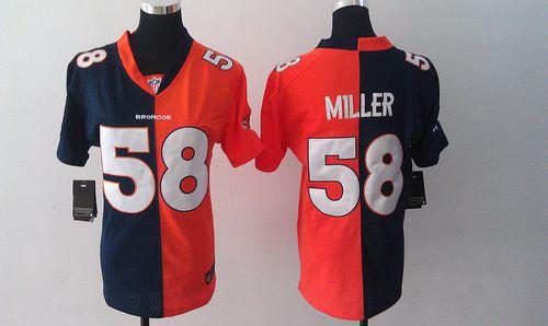 Nike Broncos #58 Von Miller Orange/Blue Women's Stitched NFL Elite Split Jersey Nike Broncos #58 Von Miller Orange/Blue Women's Stitched NFL Elite Split Jersey