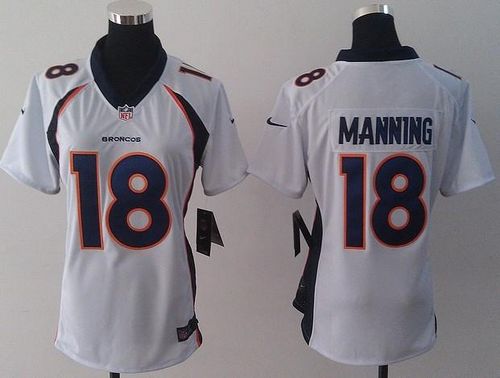 Nike Broncos #18 Peyton Manning White Women's Stitched NFL New Elite Jersey Nike Broncos #18 Peyton Manning White Women's Stitched NFL New Elite Jersey