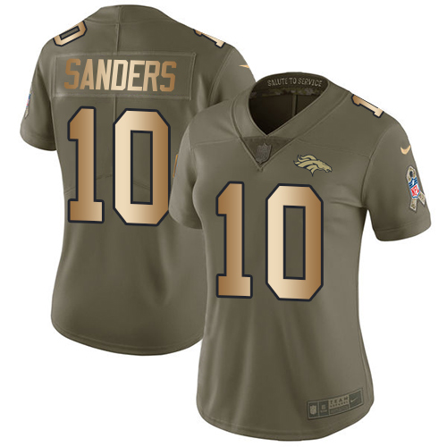 Nike Broncos #10 Emmanuel Sanders Olive/Gold Women's Stitched NFL Limited 2017 Salute to Service Jersey Nike Broncos #10 Emmanuel Sanders Olive/Gold Women's Stitched NFL Limited 2017 Salute to Service Jersey