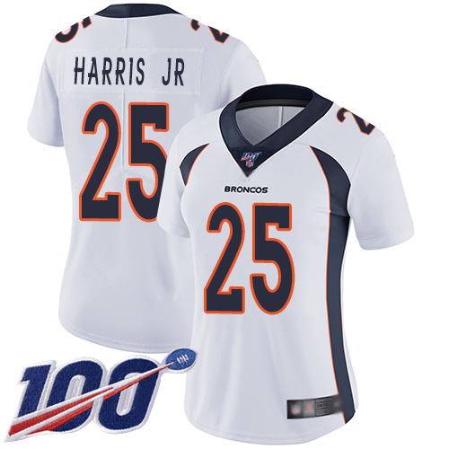 Nike Broncos #25 Chris Harris Jr White Women's Stitched NFL 100th Season Vapor Limited Jersey Nike Broncos #25 Chris Harris Jr White Women's Stitched NFL 100th Season Vapor Limited Jersey