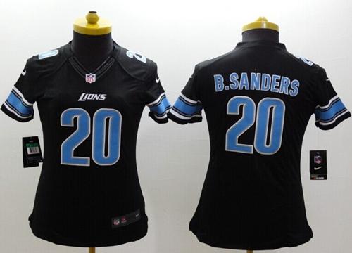 Nike Lions #20 Barry Sanders Black Alternate Women's Stitched NFL Limited Jersey Nike Lions #20 Barry Sanders Black Alternate Women's Stitched NFL Limited Jersey
