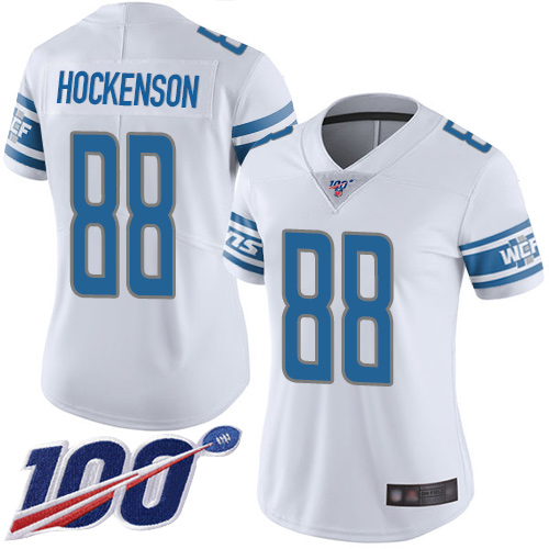Nike Lions #88 T.J. Hockenson White Women's Stitched NFL 100th Season Vapor Limited Jersey Nike Lions #88 T.J. Hockenson White Women's Stitched NFL 100th Season Vapor Limited Jersey