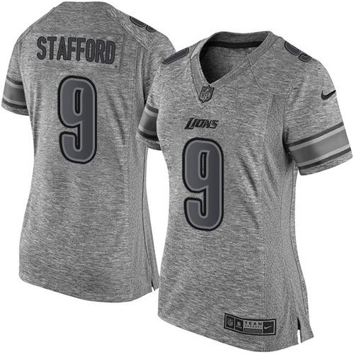 Nike Lions #9 Matthew Stafford Gray Women's Stitched NFL Limited Gridiron Gray Jersey Nike Lions #9 Matthew Stafford Gray Women's Stitched NFL Limited Gridiron Gray Jersey