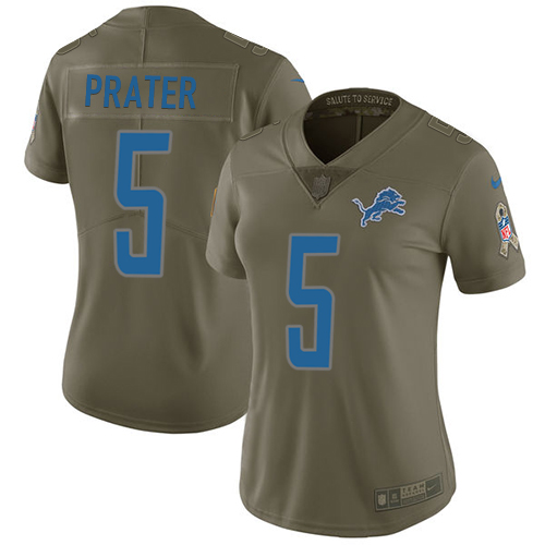 Nike Lions #5 Matt Prater Olive Women's Stitched NFL Limited 2017 Salute to Service Jersey Nike Lions #5 Matt Prater Olive Women's Stitched NFL Limited 2017 Salute to Service Jersey