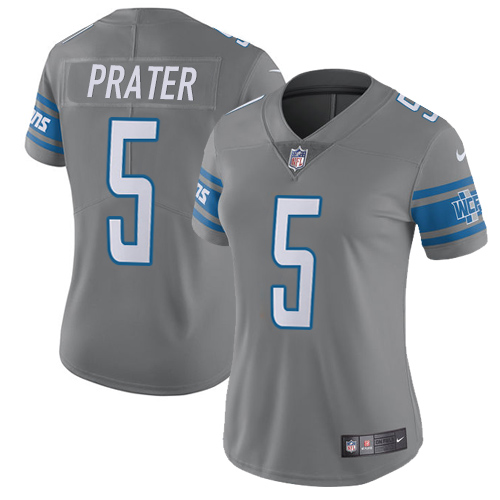 Nike Lions #5 Matt Prater Gray Women's Stitched NFL Limited Rush Jersey Nike Lions #5 Matt Prater Gray Women's Stitched NFL Limited Rush Jersey