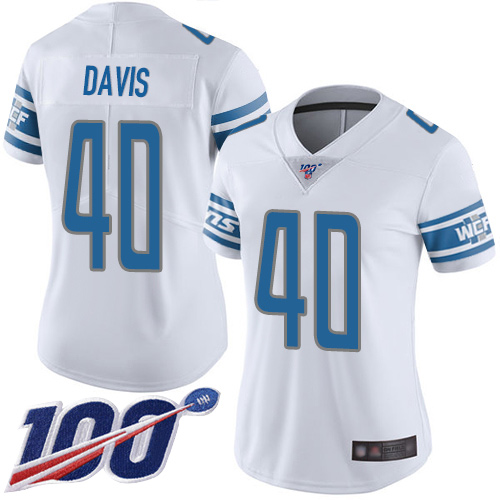 Nike Lions #40 Jarrad Davis White Women's Stitched NFL 100th Season Vapor Limited Jersey Nike Lions #40 Jarrad Davis White Women's Stitched NFL 100th Season Vapor Limited Jersey