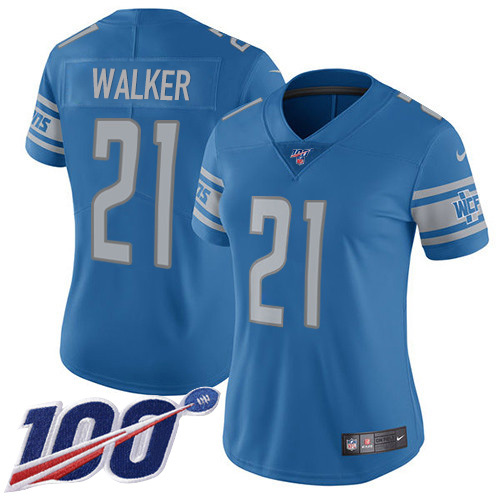 Nike Lions #21 Tracy Walker Light Blue Team Color Women's Stitched NFL 100th Season Vapor Untouchable Limited Jersey Nike Lions #21 Tracy Walker Light Blue Team Color Women's Stitched NFL 100th Season Vapor Untouchable Limited Jersey