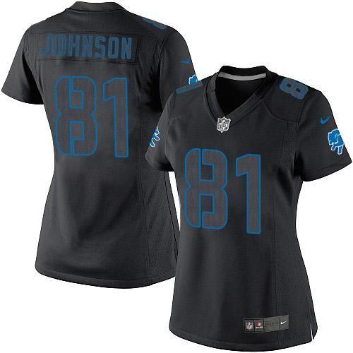 Nike Lions #81 Calvin Johnson Black Impact Women's Stitched NFL Limited Jersey Nike Lions #81 Calvin Johnson Black Impact Women's Stitched NFL Limited Jersey