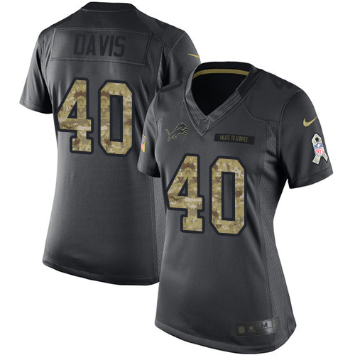 Nike Lions #40 Jarrad Davis Black Women's Stitched NFL Limited 2016 Salute to Service Jersey Nike Lions #40 Jarrad Davis Black Women's Stitched NFL Limited 2016 Salute to Service Jersey