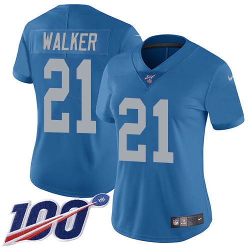 Nike Lions #21 Tracy Walker Blue Throwback Women's Stitched NFL 100th Season Vapor Untouchable Limited Jersey Nike Lions #21 Tracy Walker Blue Throwback Women's Stitched NFL 100th Season Vapor Untouchable Limited Jersey