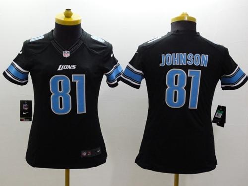 Nike Lions #81 Calvin Johnson Black Alternate Women's Stitched NFL Limited Jersey Nike Lions #81 Calvin Johnson Black Alternate Women's Stitched NFL Limited Jersey