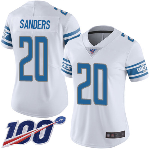 Nike Lions #20 Barry Sanders White Women's Stitched NFL 100th Season Vapor Limited Jersey Nike Lions #20 Barry Sanders White Women's Stitched NFL 100th Season Vapor Limited Jersey