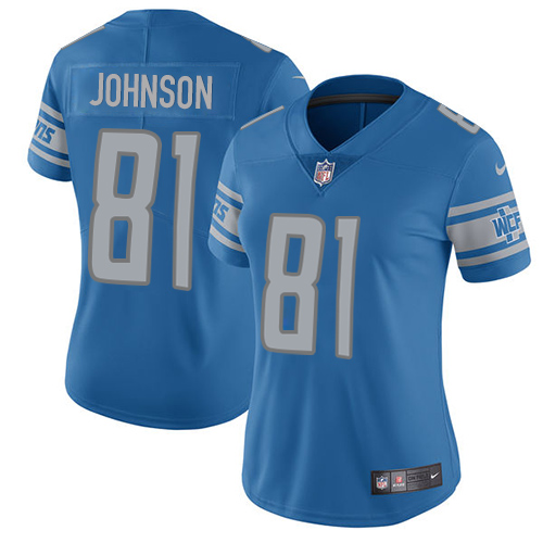 Nike Lions #81 Calvin Johnson Light Blue Team Color Women's Stitched NFL Vapor Untouchable Limited Jersey Nike Lions #81 Calvin Johnson Light Blue Team Color Women's Stitched NFL Vapor Untouchable Limited Jersey