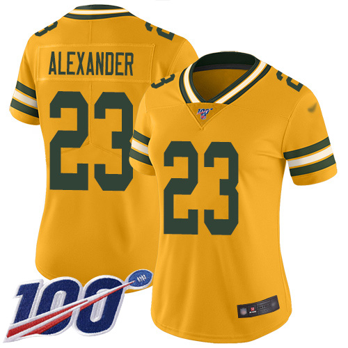 Nike Packers #23 Jaire Alexander Gold Women's Stitched NFL Limited Inverted Legend 100th Season Jersey Nike Packers #23 Jaire Alexander Gold Women's Stitched NFL Limited Inverted Legend 100th Season Jersey