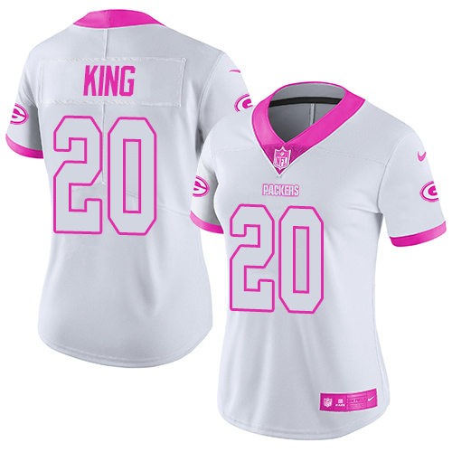Nike Packers #20 Kevin King White/Pink Women's Stitched NFL Limited Rush Fashion Jersey Nike Packers #20 Kevin King White/Pink Women's Stitched NFL Limited Rush Fashion Jersey