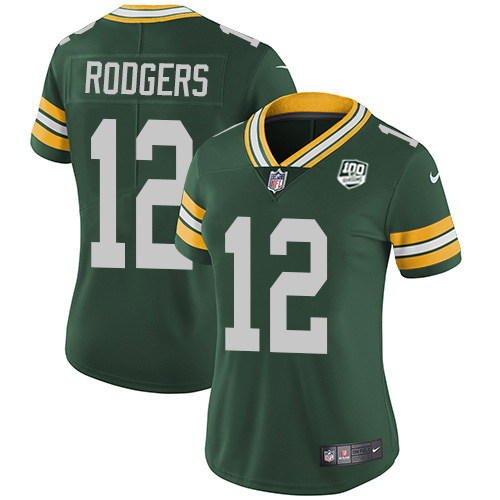 Nike Packers #12 Aaron Rodgers Green Team Color Women's 100th Season Stitched NFL Vapor Untouchable Limited Jersey Nike Packers #12 Aaron Rodgers Green Team Color Women's 100th Season Stitched NFL Vapor Untouchable Limited Jersey