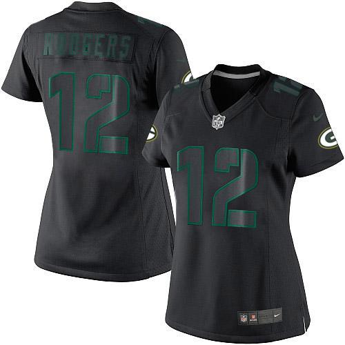 Nike Packers #12 Aaron Rodgers Black Impact Women's Stitched NFL Limited Jersey Nike Packers #12 Aaron Rodgers Black Impact Women's Stitched NFL Limited Jersey