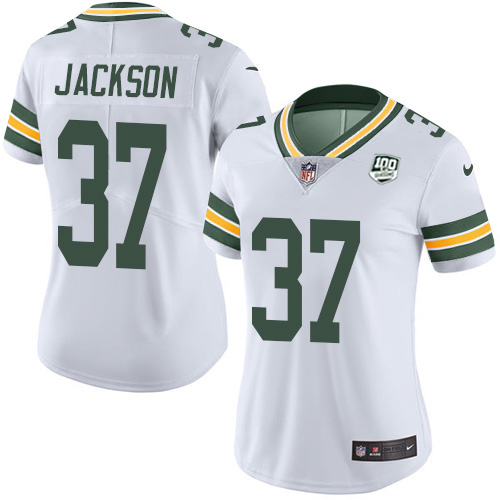 Nike Packers #37 Josh Jackson White Women's 100th Season Stitched NFL Vapor Untouchable Limited Jersey