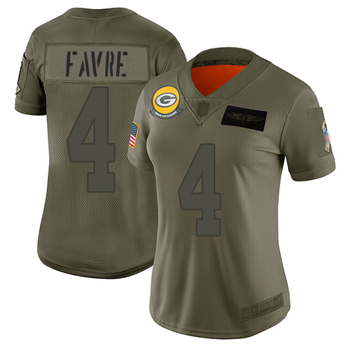 Nike Packers #4 Brett Favre Camo Women's Stitched NFL Limited 2019 Salute to Service Jersey Nike Packers #4 Brett Favre Camo Women's Stitched NFL Limited 2019 Salute to Service Jersey